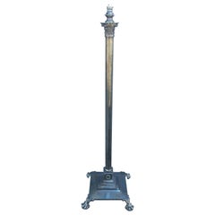 Neoclassical English Regency Silver Column Floor Lamp