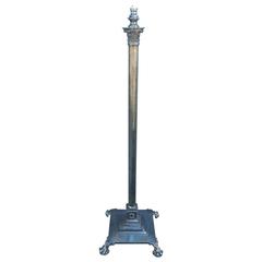 Neoclassical English Regency Silver Column Floor Lamp