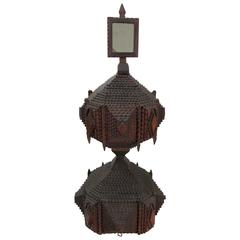 Unique Hour Glass Form Tramp Art Dressing Table Box 6