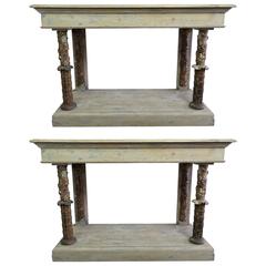 Pair of Italian Painted and Parcel-Gilt Consoles 6