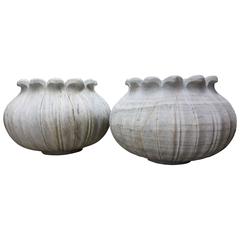Pair of Marble Tulip Jardinieres