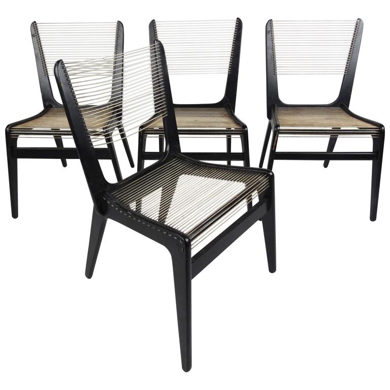 Set of MidCentury Modern Cord Chairs by Jacques Guillon For Sale at