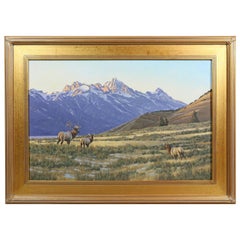 Landscape with Elks Oil Painting by William G. Smith
