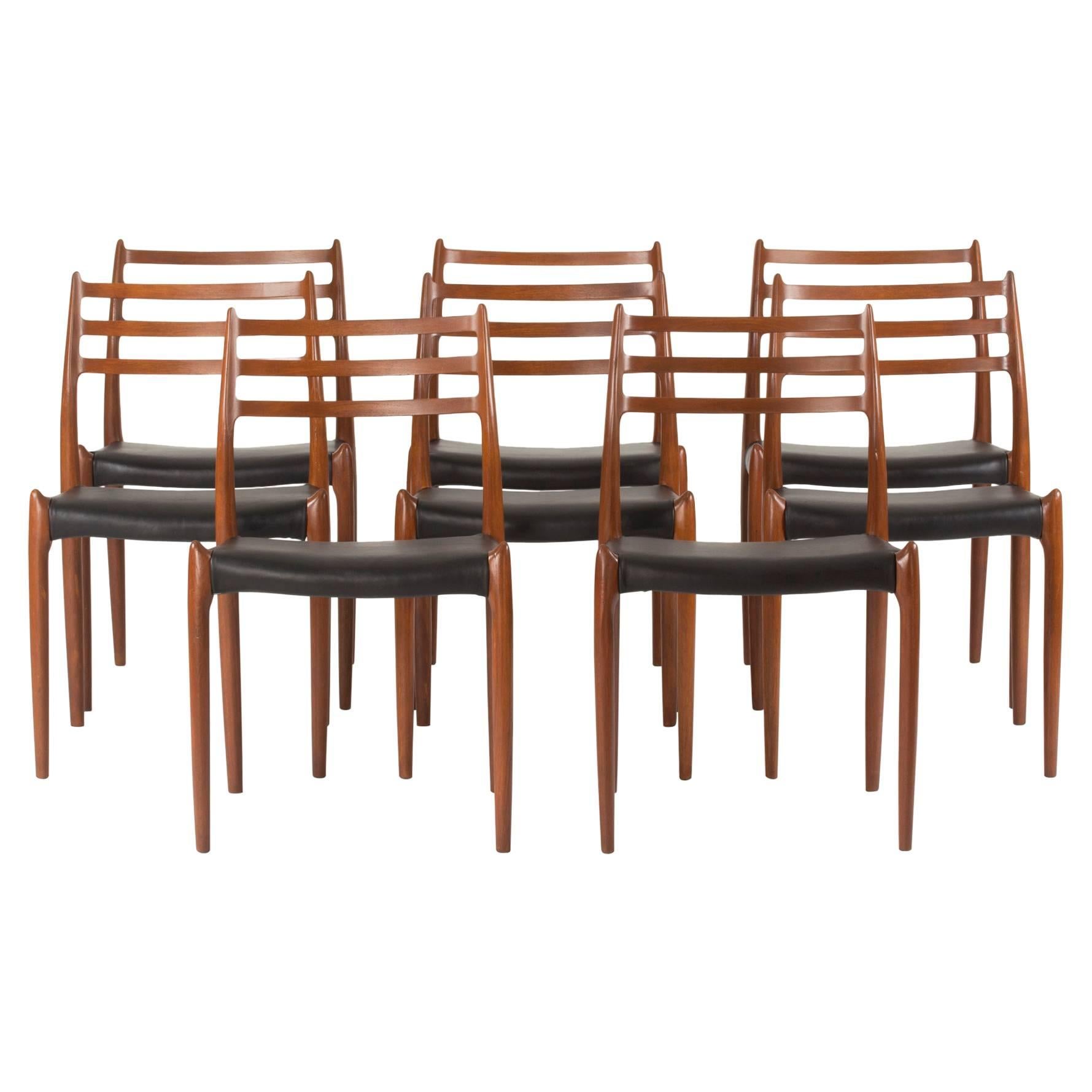Set of Eight Teak Dining Chairs by Niels O. Møller