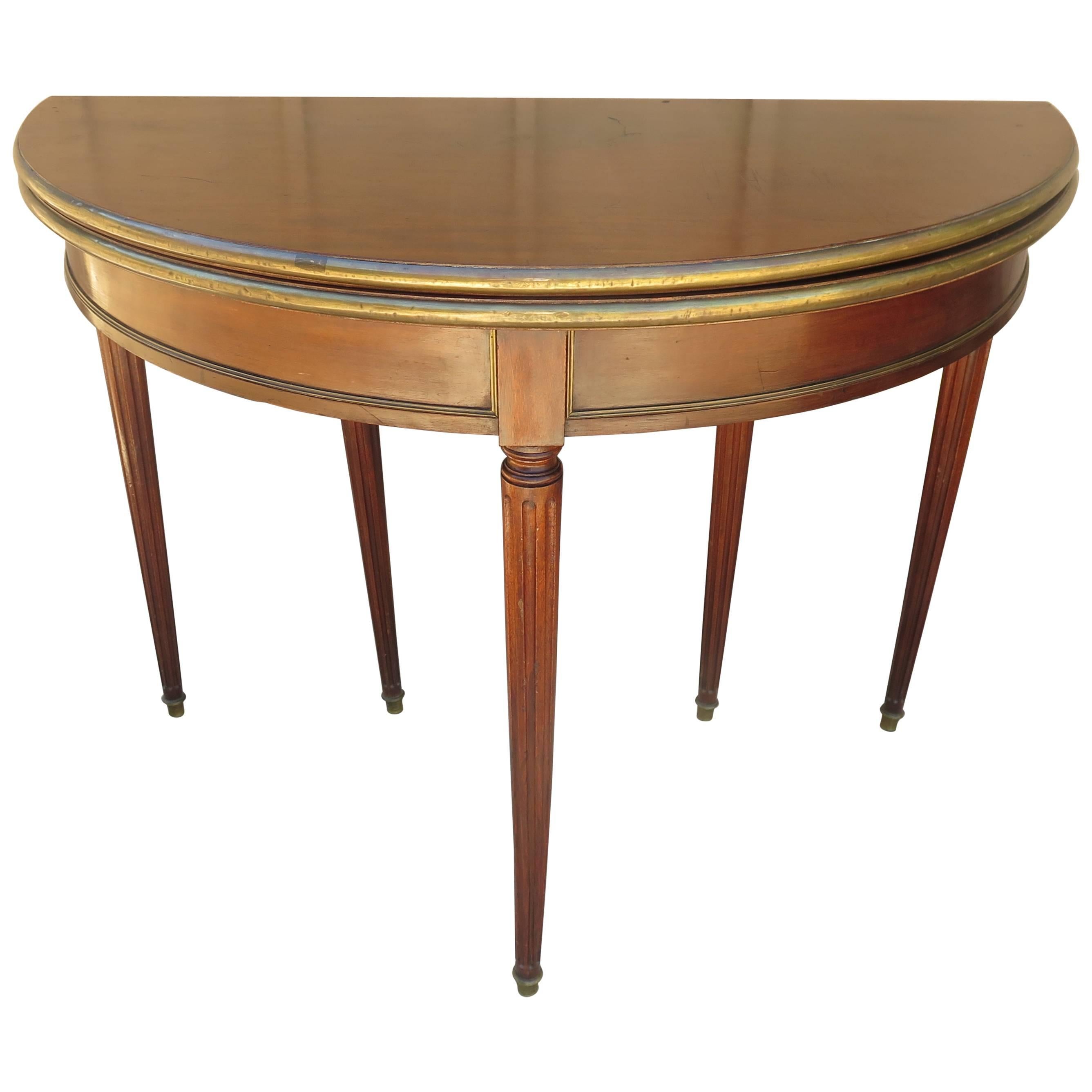 French Demilune with Bronze Trim Converts to Game Table