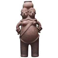 African Mangbetu Terracotta Vessel in the Shape of Conjoined Twins