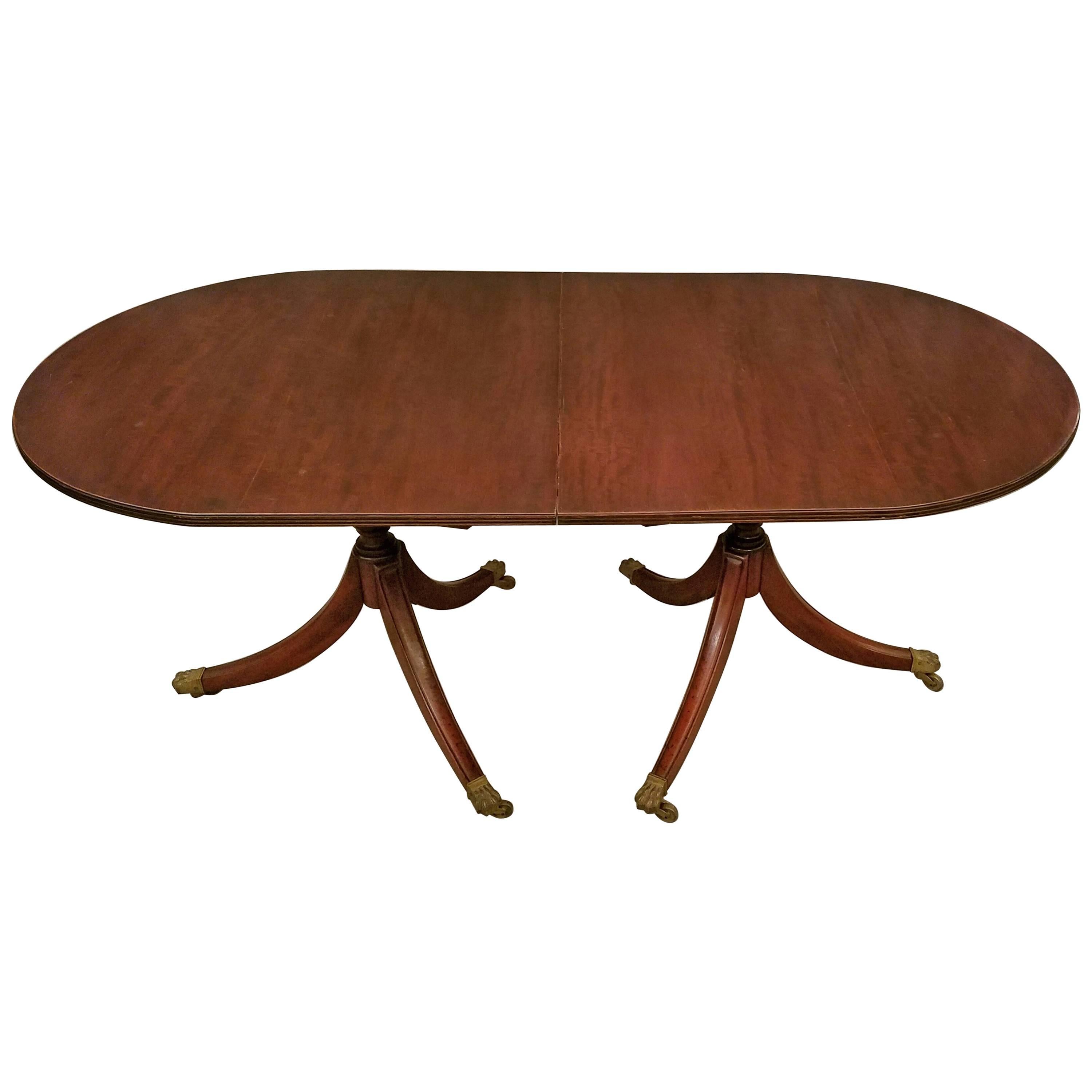 19th Century English Regency Mahogany Double Pedestal Dining / Breakfast Table For Sale