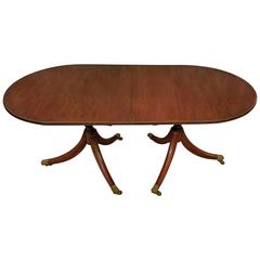 19th Century English Regency Mahogany Double Pedestal Dining / Breakfast Table