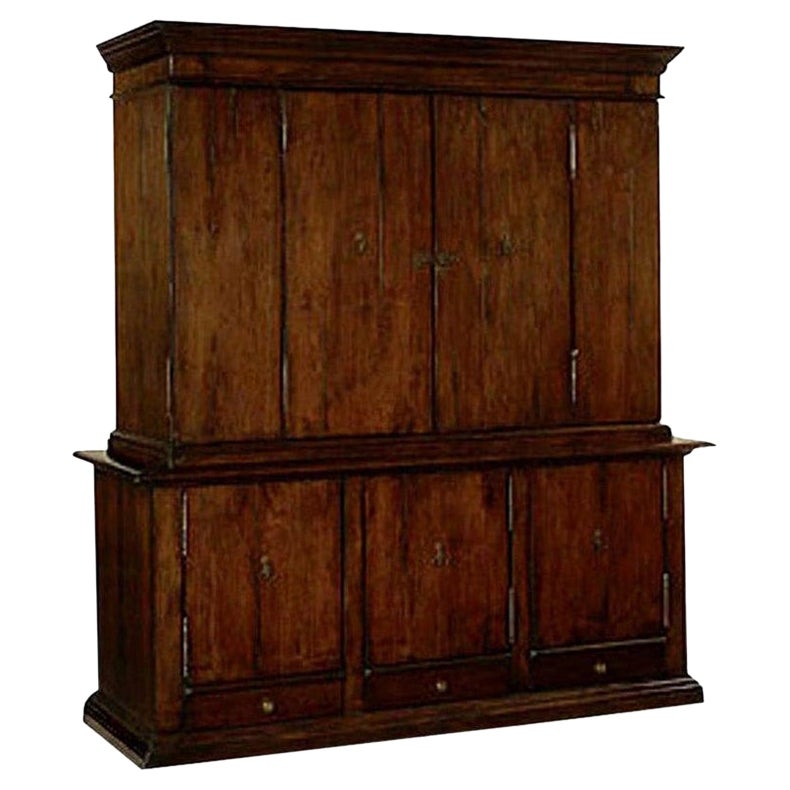 Grand meuble de rangement en bois en deux parties exceptionnellement large signé Dessin Fournir pour Ricci