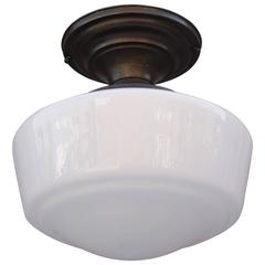 Vintage 1930s Ceiling Light Fixture with Milk Glass Globe