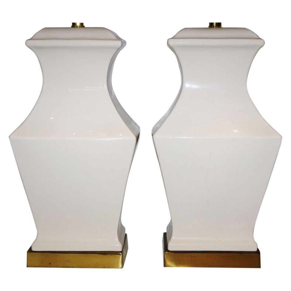 Pair of White Porcelain Table Lamps