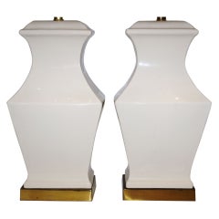 Paire de lampes de bureau en porcelaine blanche
