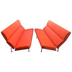Used Two Early Eames Herman Miller "Compact" Sofas in Maharam Textile