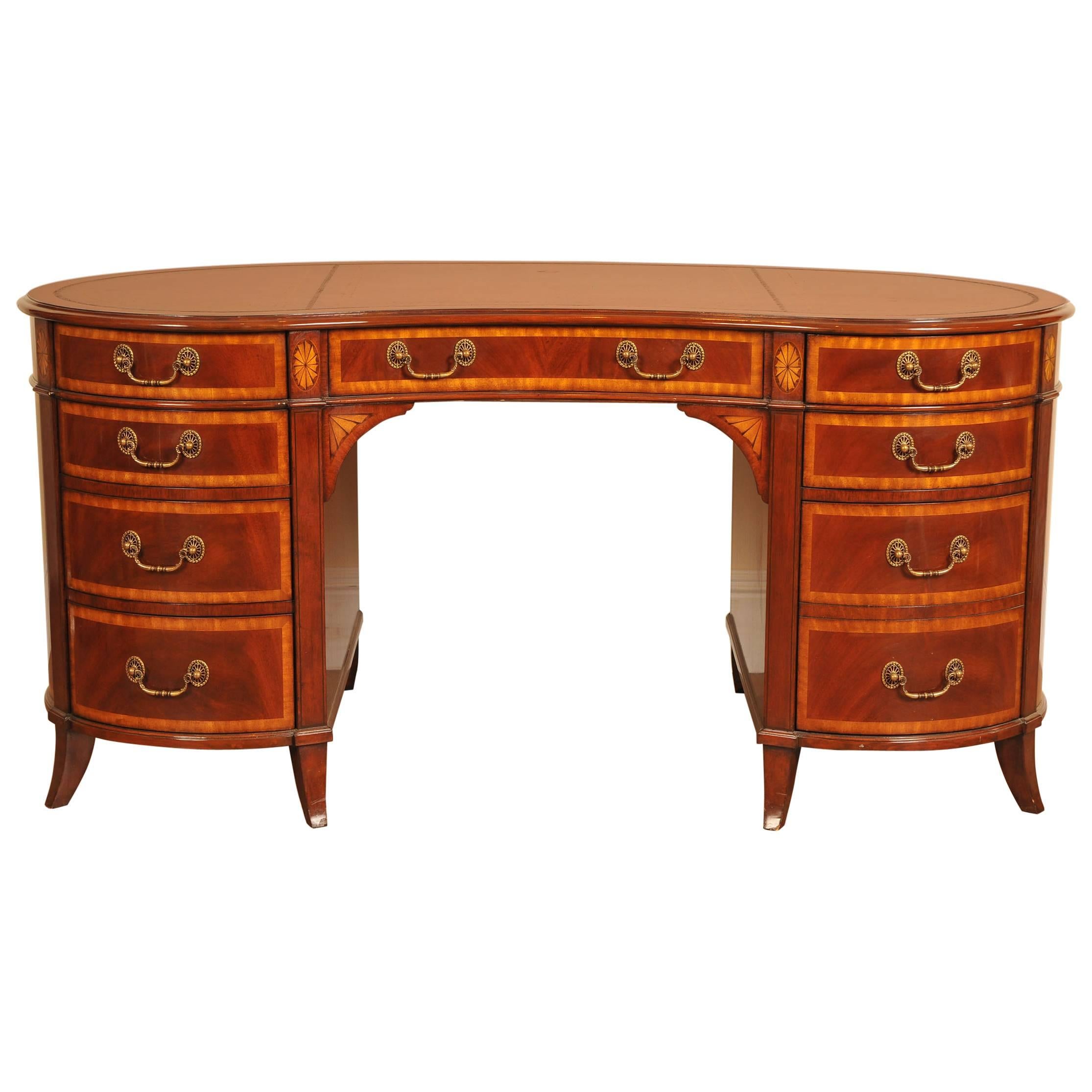Regency Style Mahogany Kidney Desk Furniture For Sale