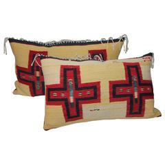 Vintage Pair of Navajo Indian Weaving Bolster Pillows