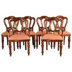 Six Victorian Style Dining Chairs Admiralty Mahogany Balloon Back