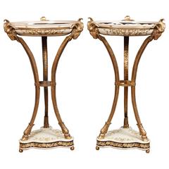 French Empire Style Ormolu Porcelain Torcheres Plant Stands Jardineres