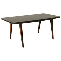 Table Rosewood Veneer Back-Painted Glass Vintage Italy Cantù, 1940s-1950s