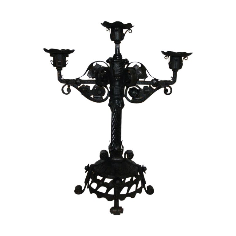 Arts and Crafts Wrought Iron Candelabra For Sale