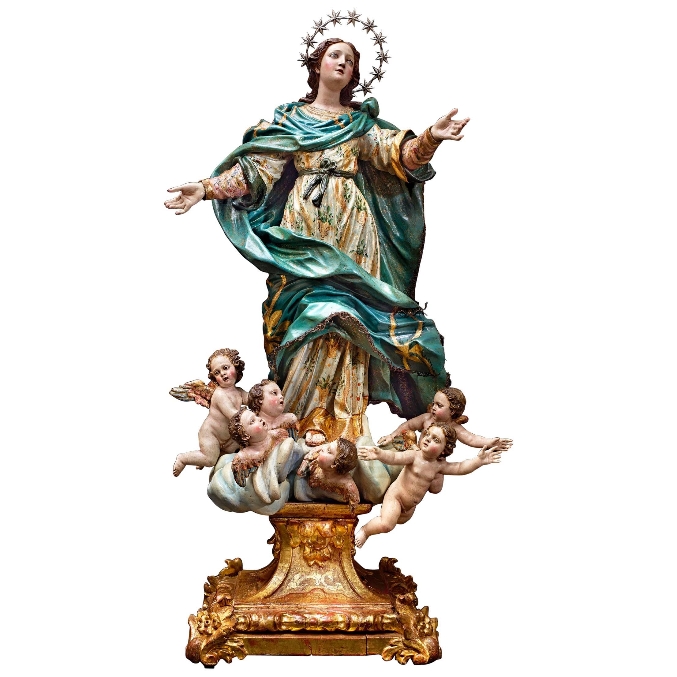 Magnificent 17th Century Assumption of the Virgin by Nicola Fumo For Sale