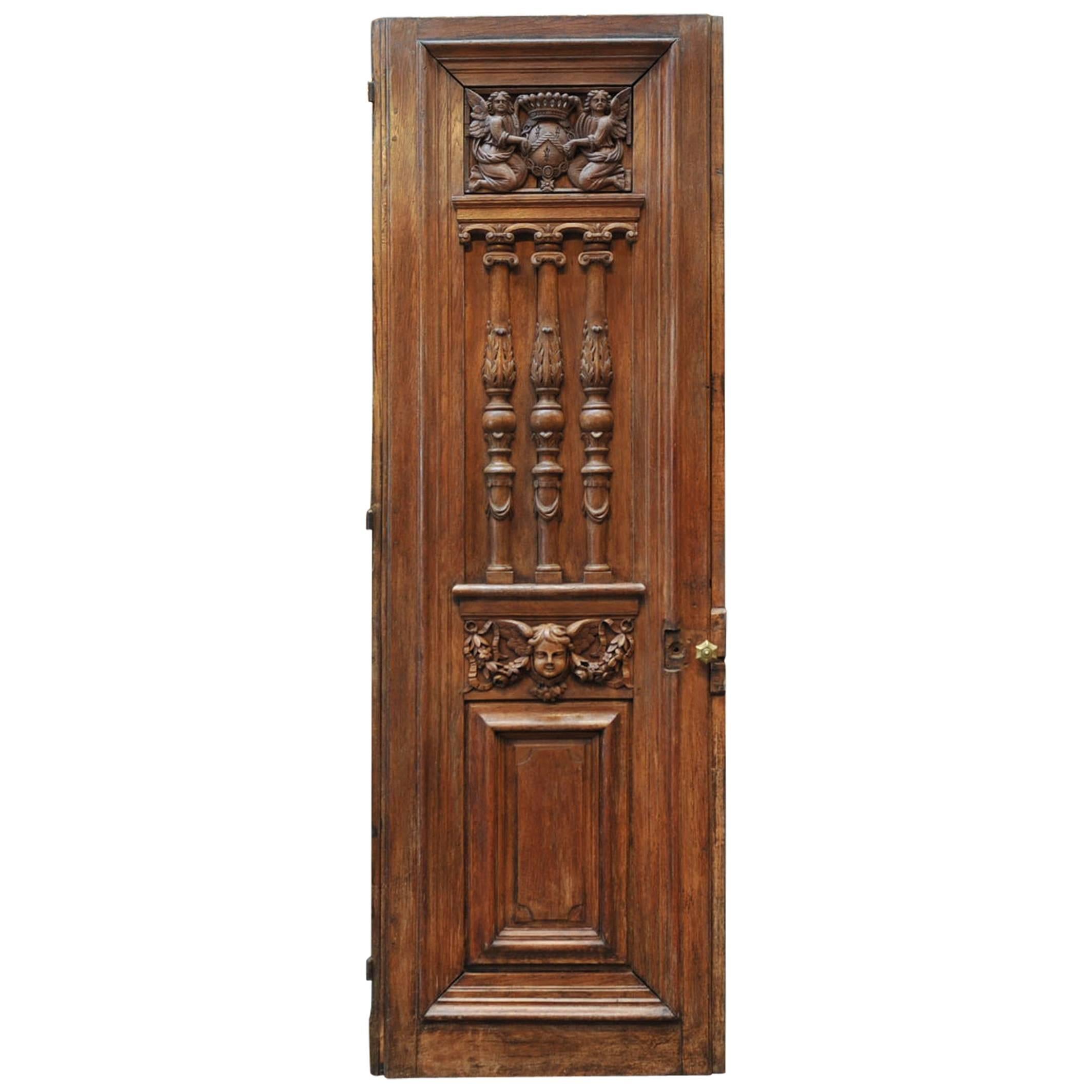 Antique French 18th Century Carved Oak Door