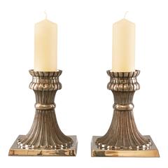 Pair of French Metal Candlesticks