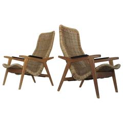 Rare Set of Dirk Van Sliedregt Rattan Lounge Chairs 1
