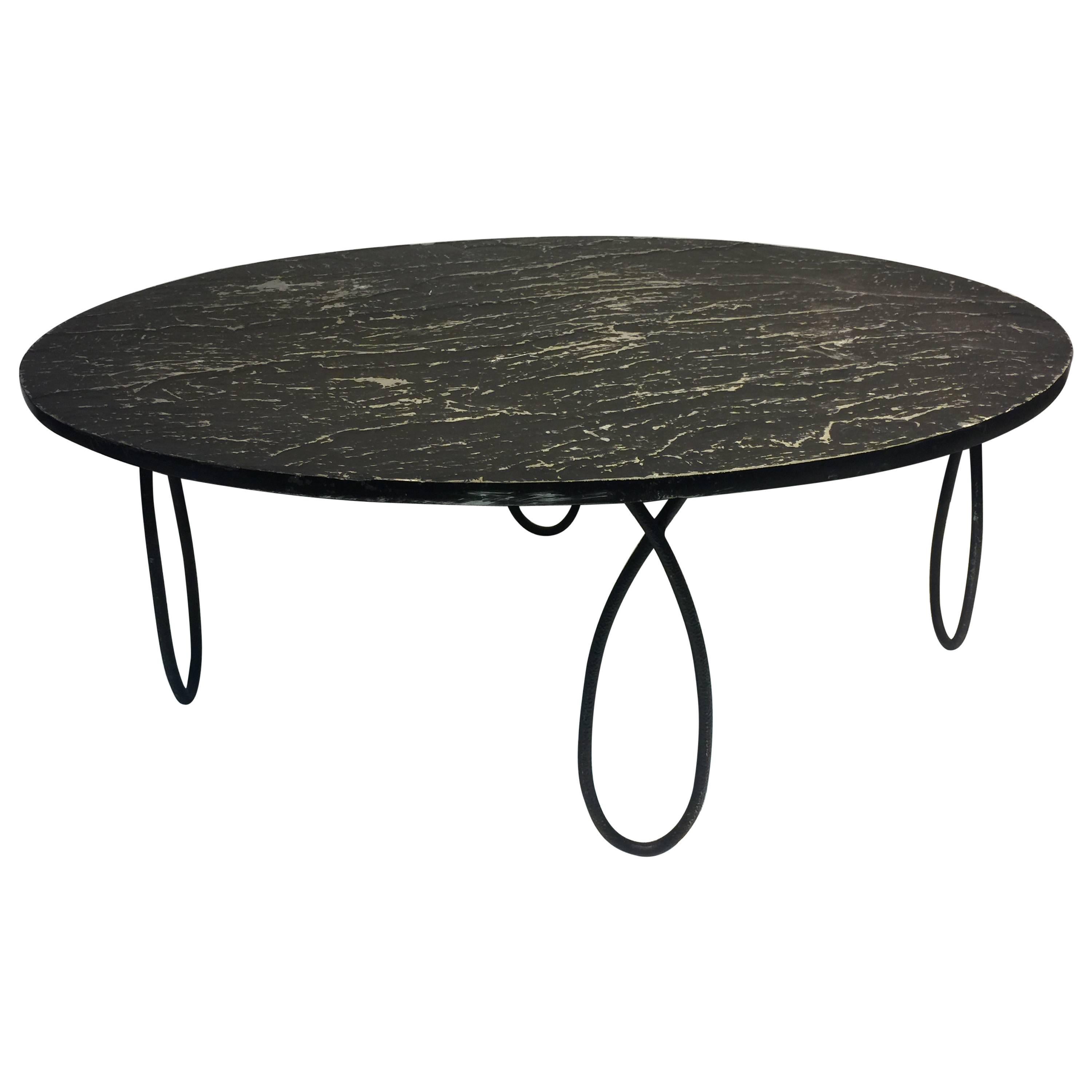 Stunning Slate Top Coffee Table in the Manner of Jean Royère For Sale