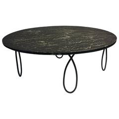 Stunning Slate Top Coffee Table in the Manner of Jean Royère