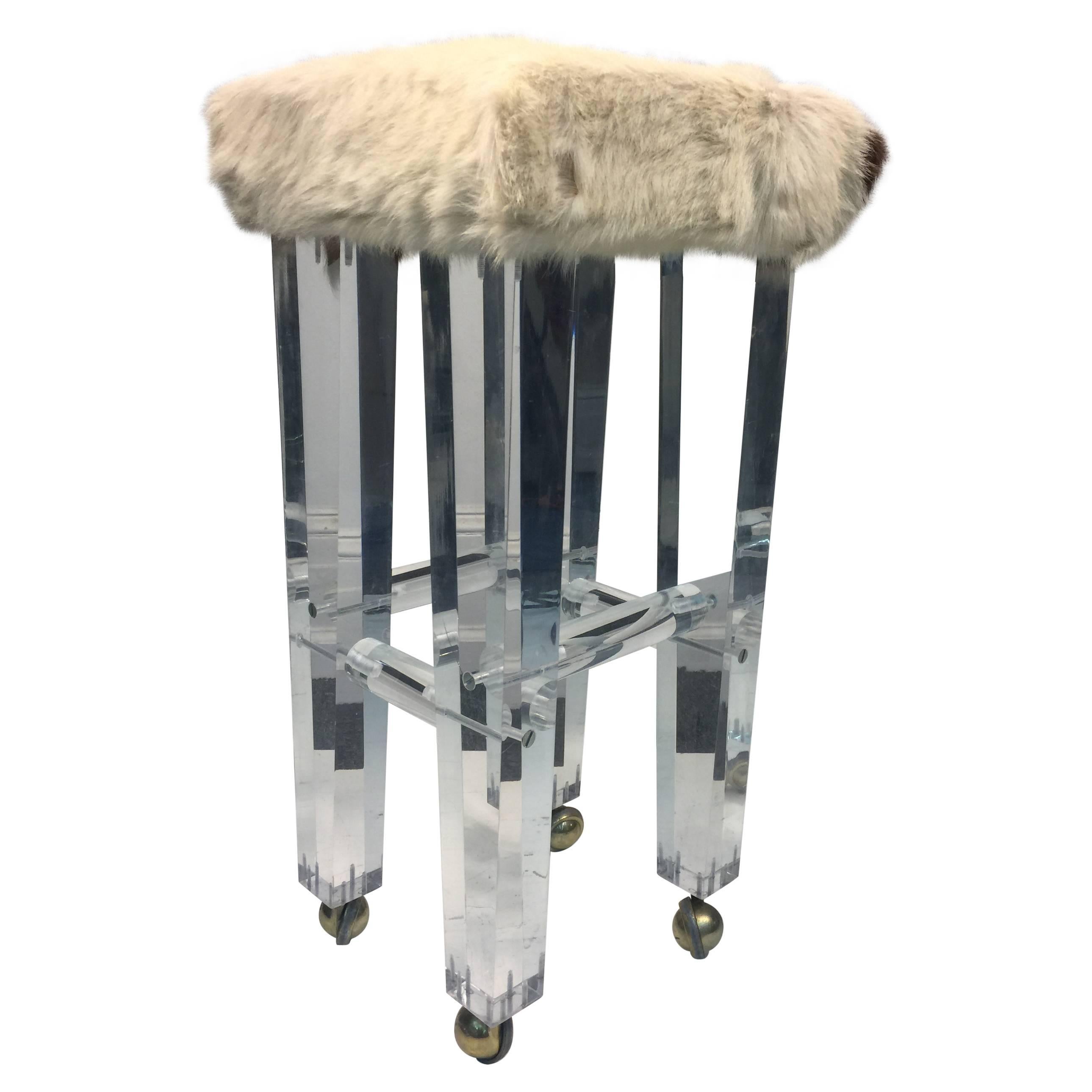 Fabulous Lucite Modern Stool in the Manner of Charles Hollis Jones For Sale