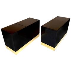 Vintage Pair of End Side Tables Trunk Lacquered by Jean Claude Mahey, 1970s, France