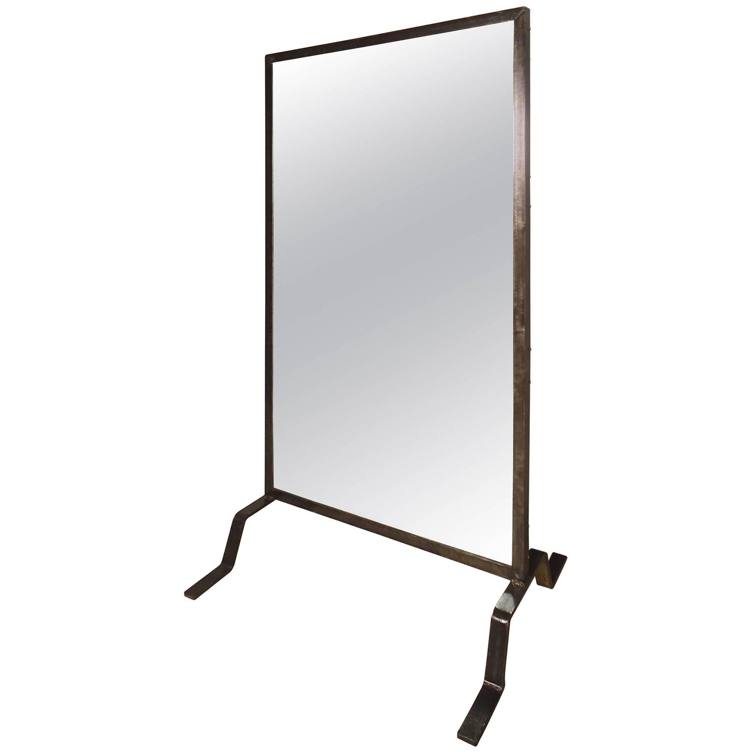 Immense Industrial Standing Mirror For Sale at 1stdibs