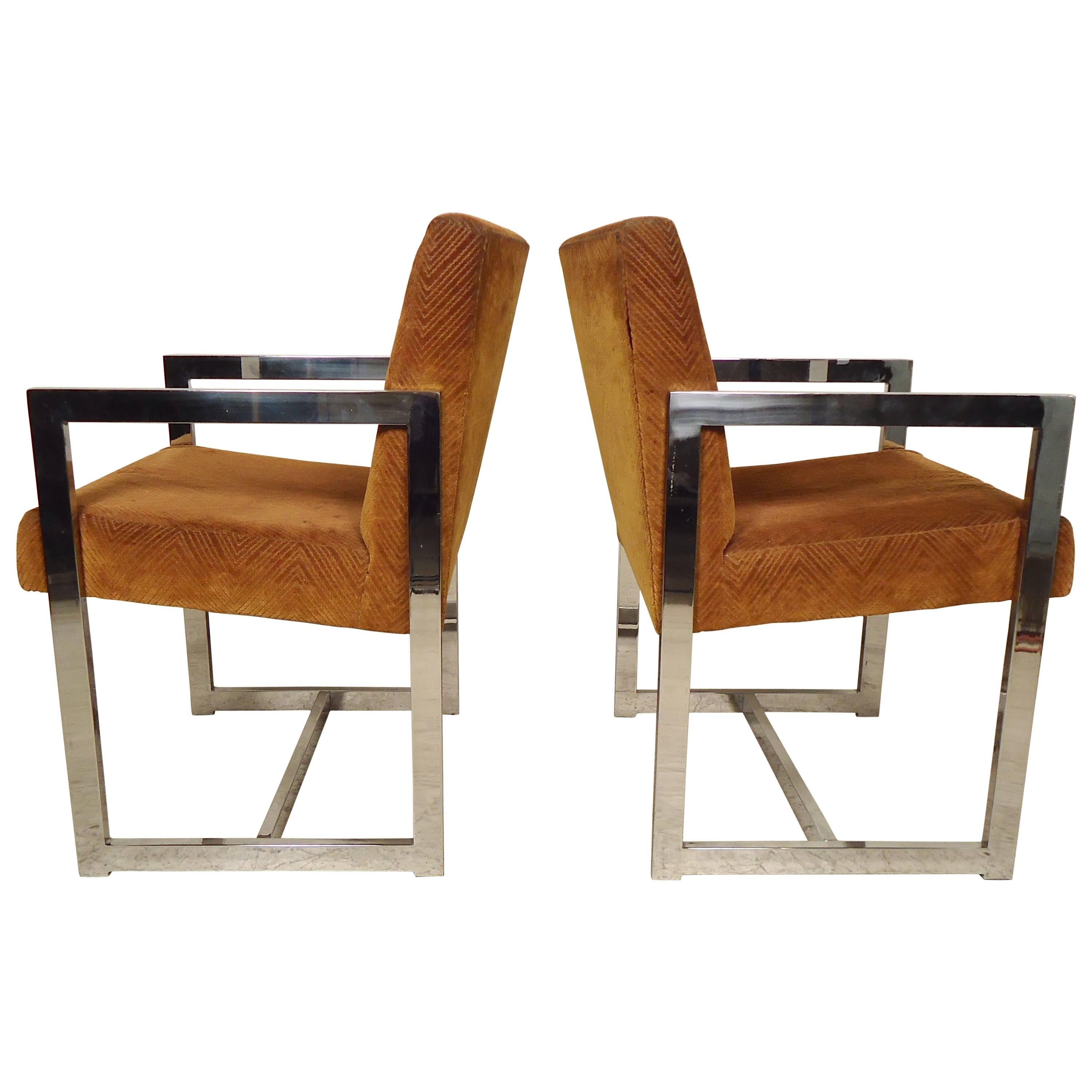 Mid-Century Modern Chrome Chairs in the Manner of Milo Baughman