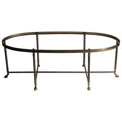 Vintage Brass Oval La Barge Hollywood Regency Six Leg/Hoof Coffee Table