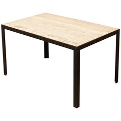 Mid-Century Italian Travertine and Iron Cocktail Table 4