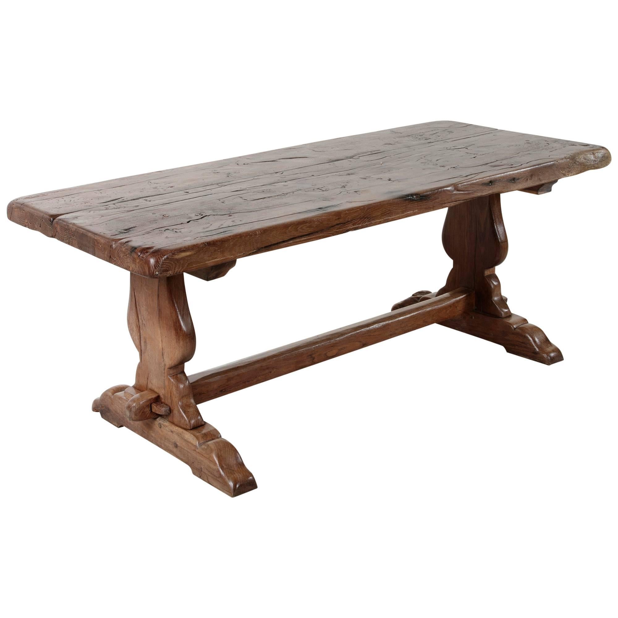 Antique French Farm Table in the Monastery Style of Solid Oak from 18th Century