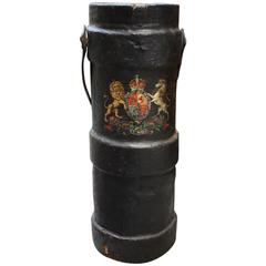 19th Century French Leather Fire Bucket with Crest