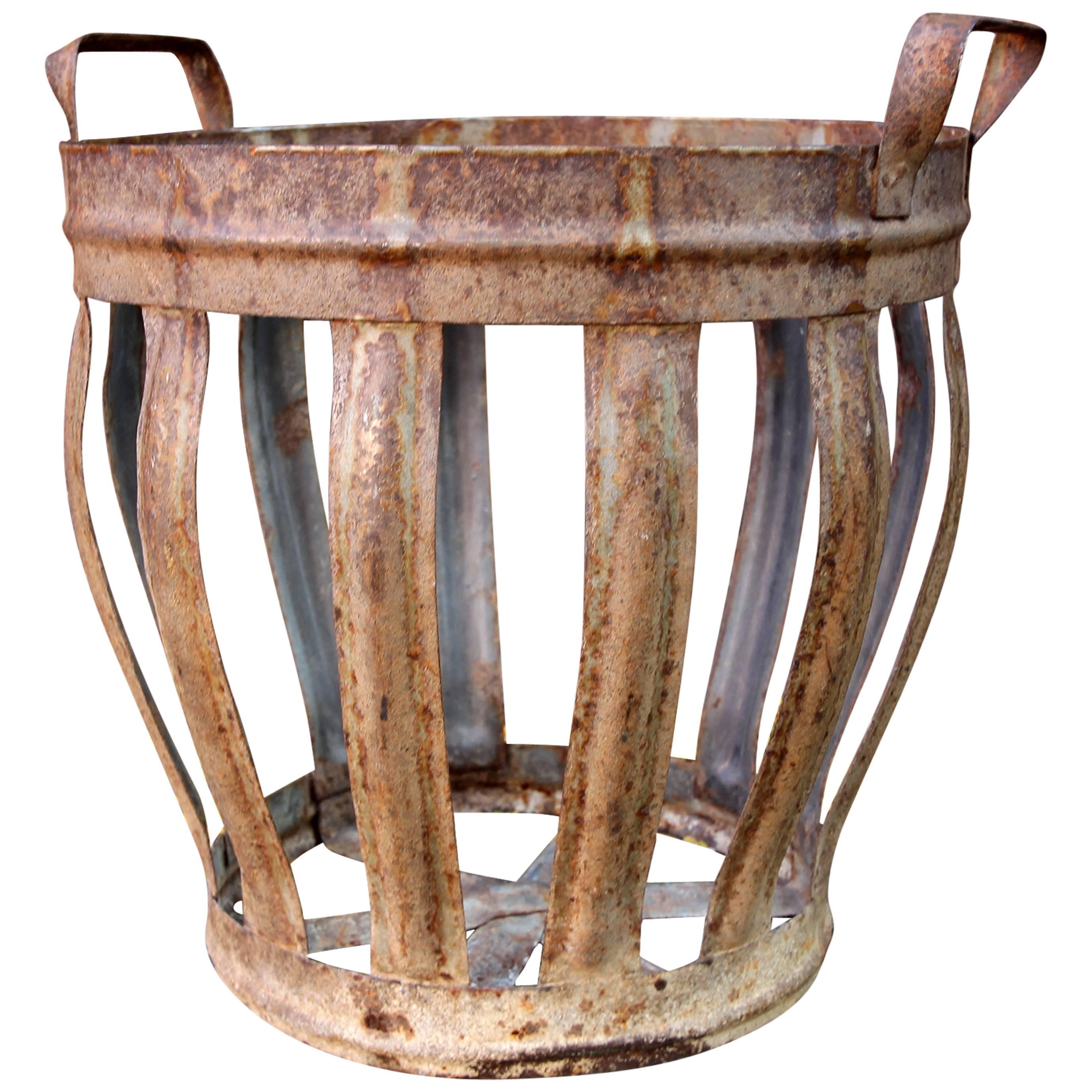 Iron Basket with Handles, American, Early 20th Century For Sale