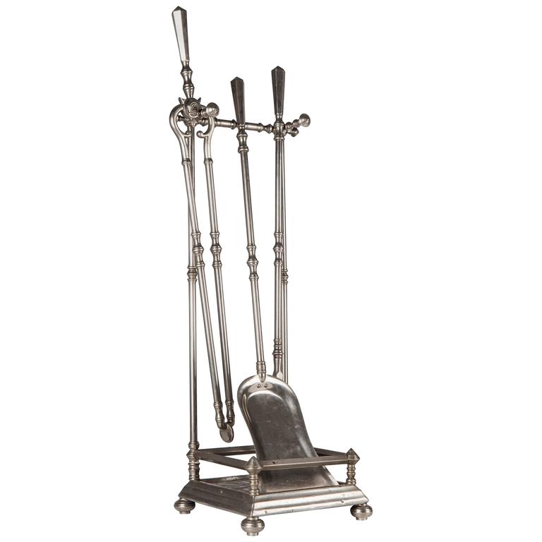 Nickel Fireplace Tool Set, Circa 1910 at 1stDibs