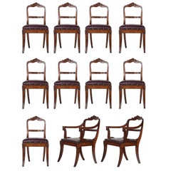 Antique Set of Eleven Oak English Dining Chairs