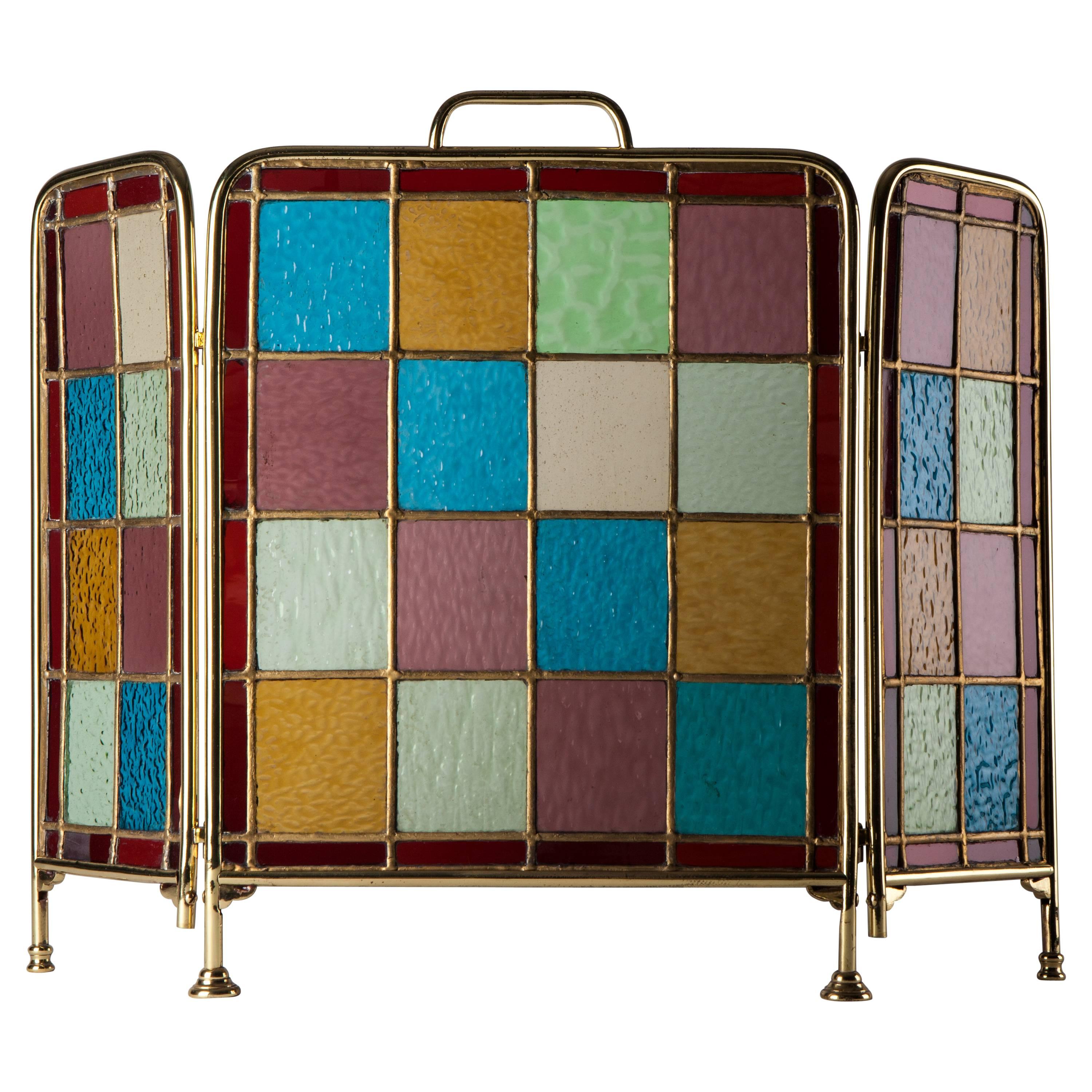 Stained Glass Fire Screen, Circa 1880