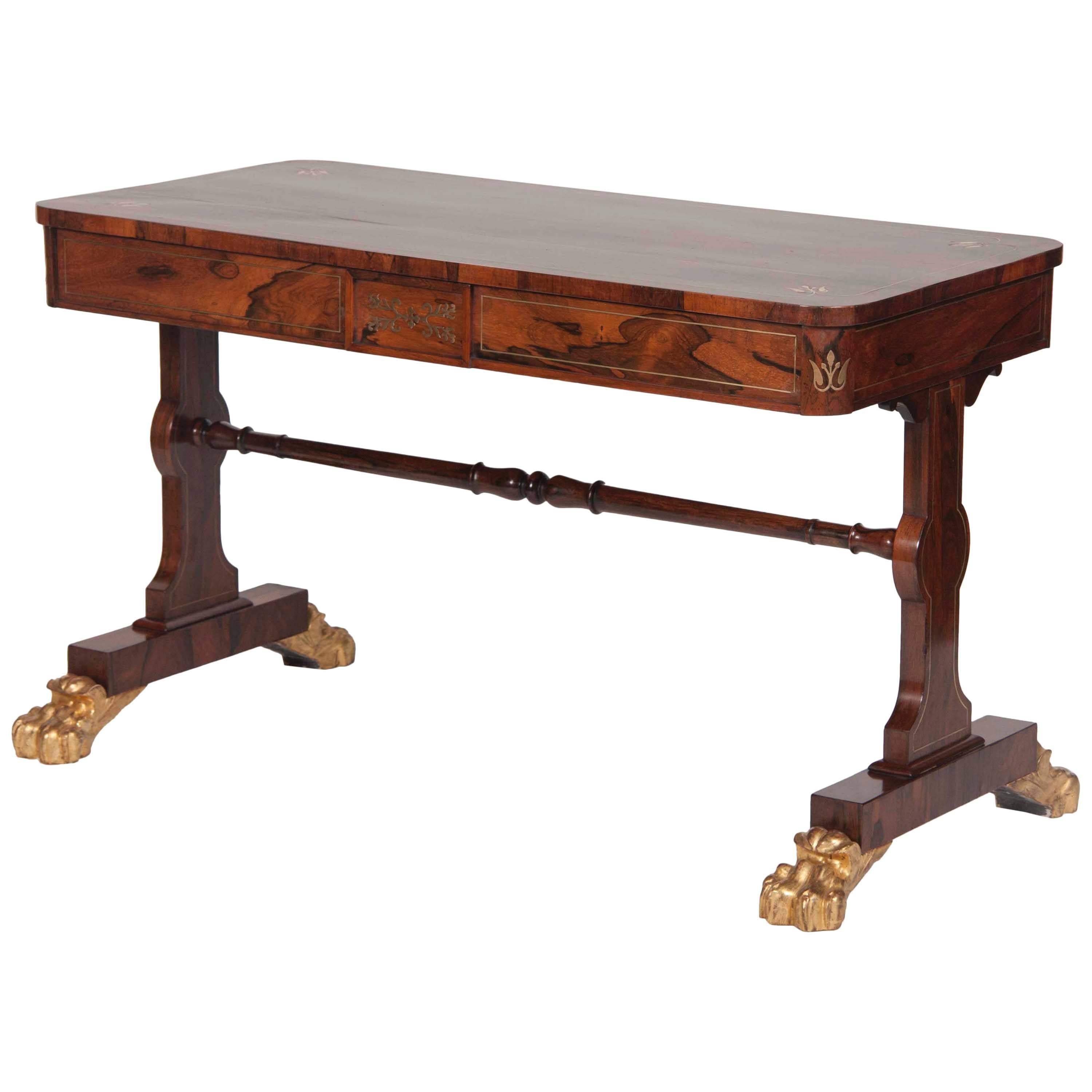 Regency Rosewood and Parcel-Gilt Library Table