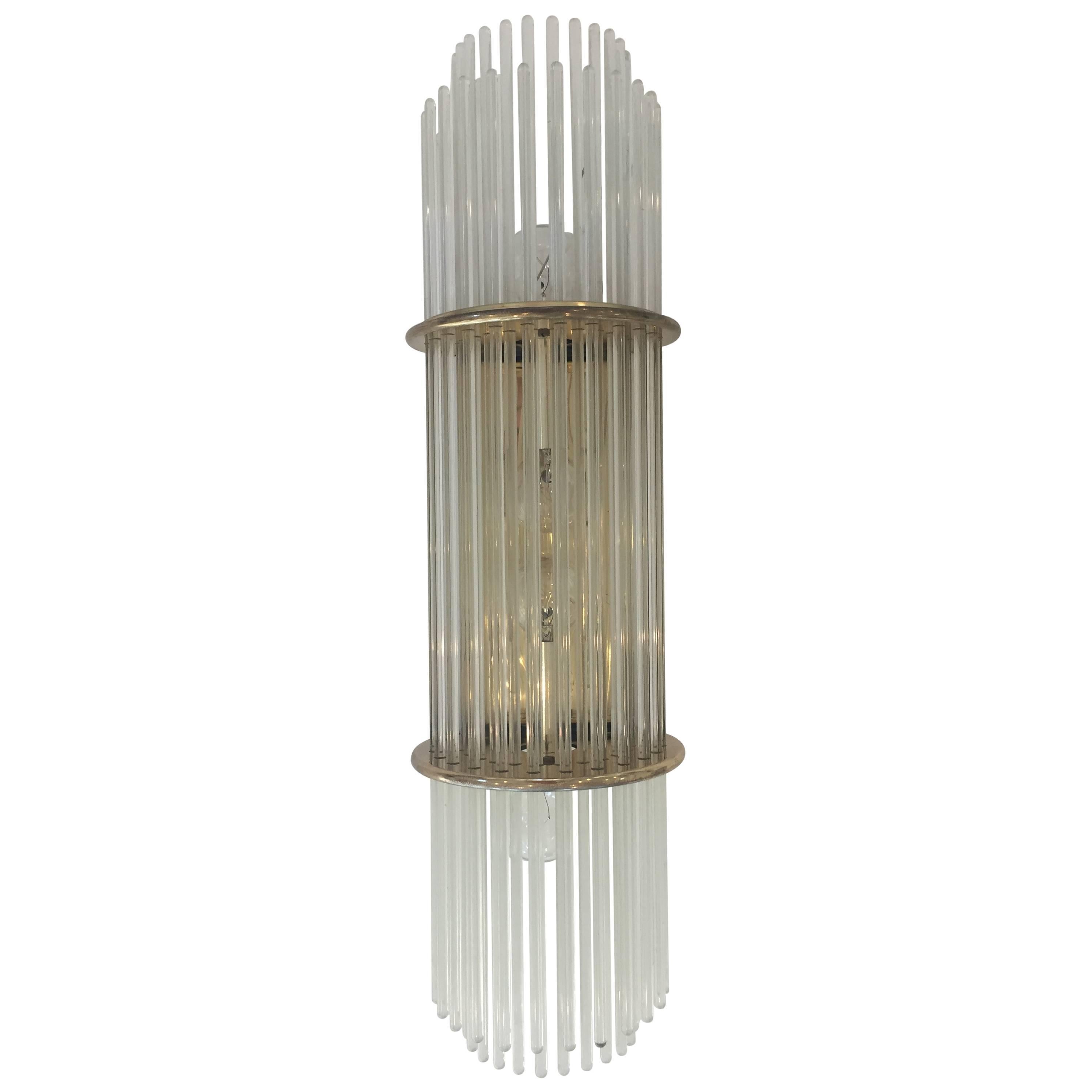 Mid-Century Italian Brass Sconce with Glass Rods For Sale