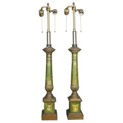 Pair of French Empire Tole Table Lamps