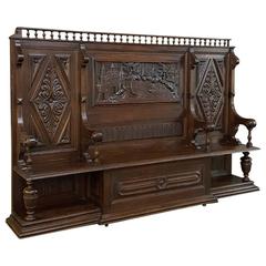 19th Century French Renaissance Exquisitely Hand-Carved Triple Hall Bench