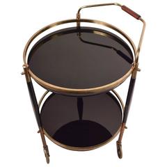 Great Diminutive Bar Cart in Brass with Black Glack