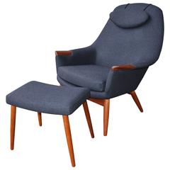 Restored Ingmar Relling Sculptural Lounge Chair and Ottoman for Westnofa