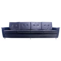 Exceptional Danish Modern Black Leather Sofa