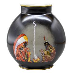 Georges Bastard Vase indien Art déco français:: 1925