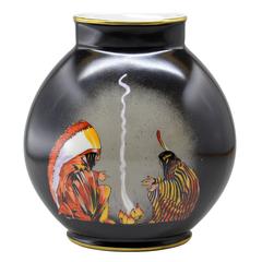 Georges Bastard French Art Deco Indian Vase, 1925